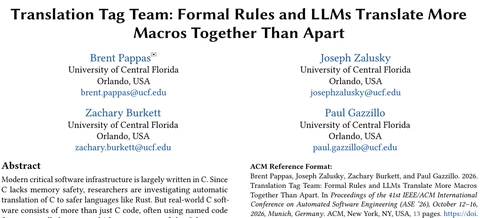 Title block of the Translation Tag Team paper: title, the four authors, and the opening of the abstract